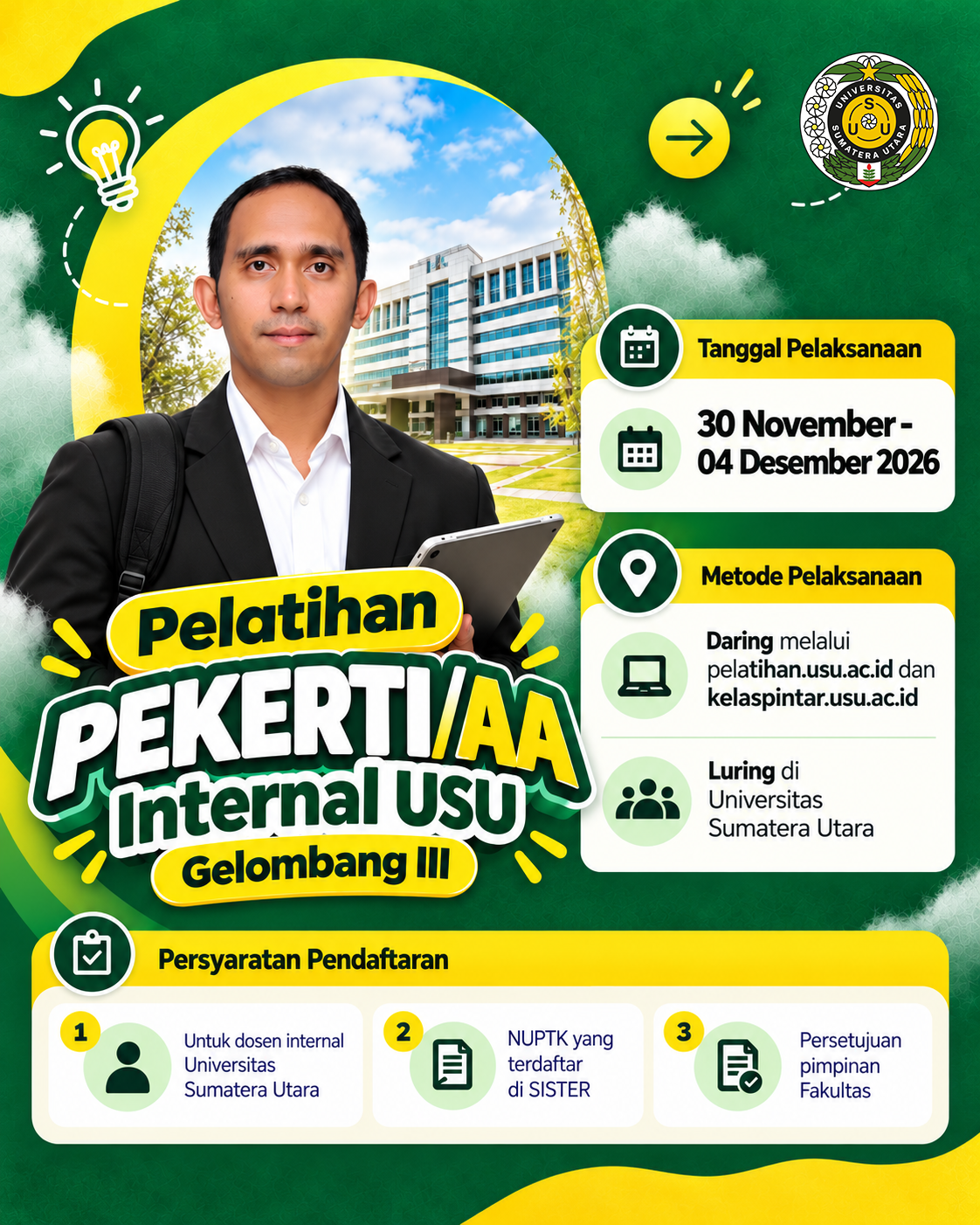 Pelatihan PEKERTI/AA Internal USU - Gelombang III